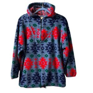 Vintage Jeans Wear Women's  Aztec 1/3 Zip Fleece Long Sleeve Pullover Hoodie
